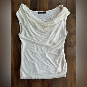 The Limited Ivory Draped Cowl Neck Blouse Medium Chiffon Career Top